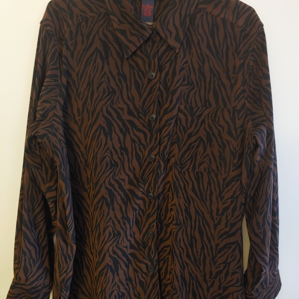 Denim&Co suede-like tiger print shirt